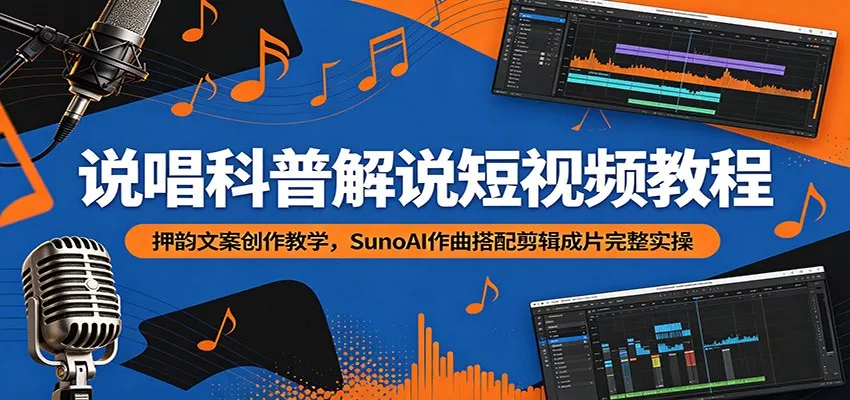 说唱科普解说短视频教程：押韵文案创作教学，SunoAI作曲搭配剪辑成片完整实操-33资源网