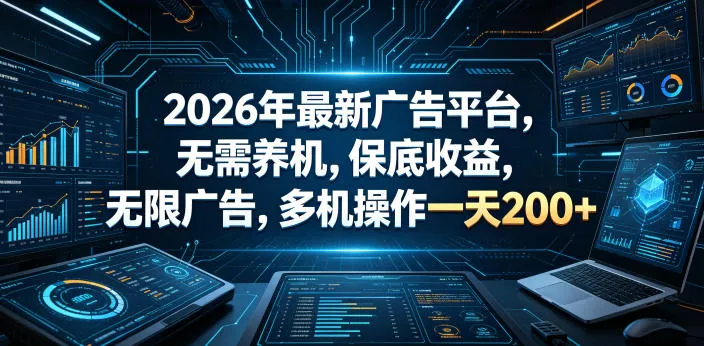 2026年最新广告平台，无需养机，保底收益，无限广告，多机操作一天200+【揭秘】-33资源网