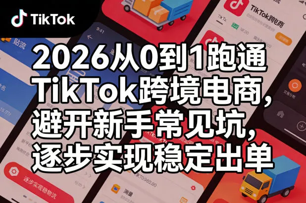 2026从0到1跑通TikTok跨境电商，避开新手常见坑，逐步实现稳定出单-33资源网