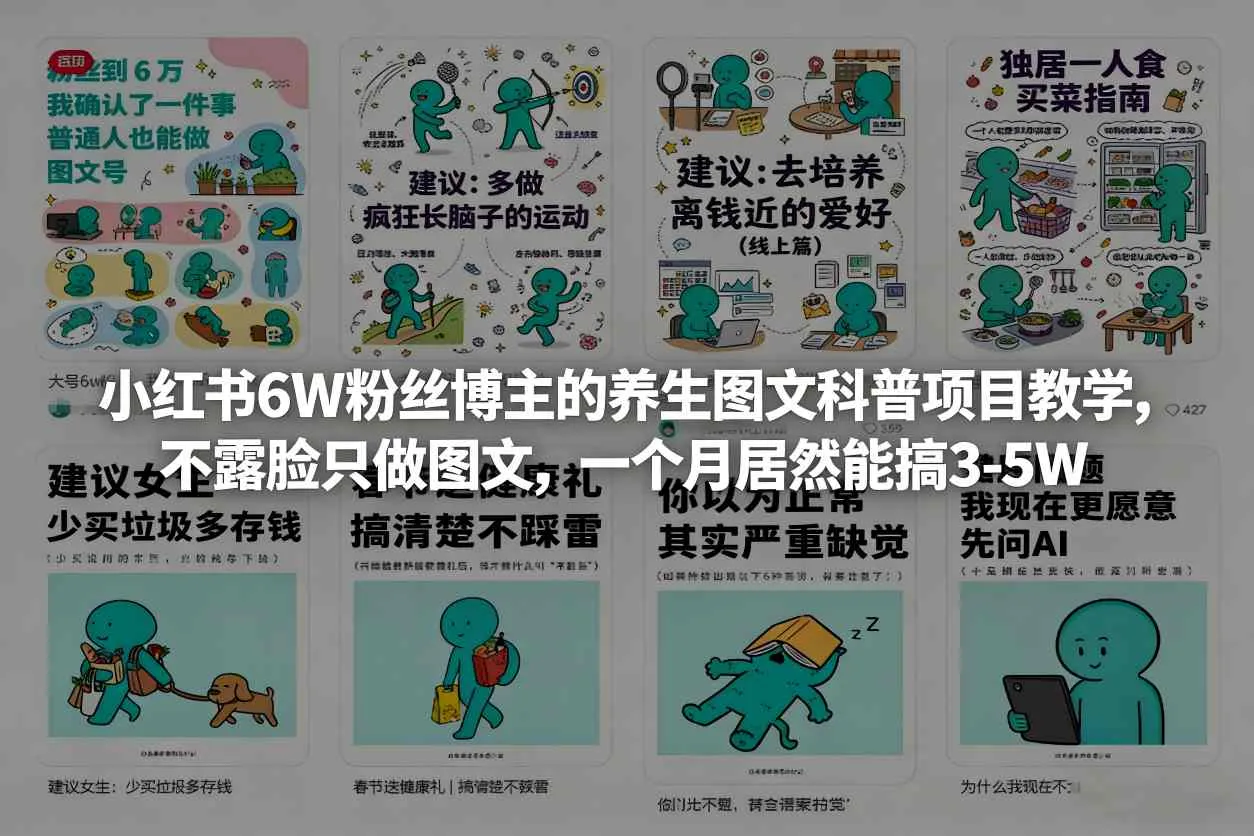 小红书6W粉丝博主的养生图文科普项目教学，不露脸只做图文，一个月居然能搞3-5W-33资源网