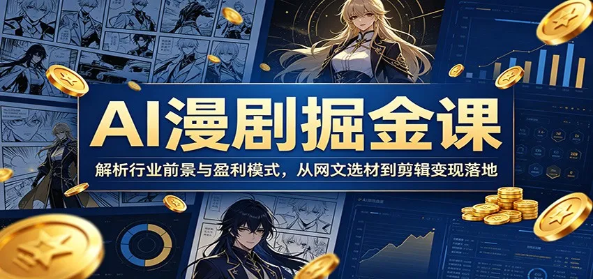 AI漫剧掘金课：解析行业前景与盈利模式，从网文选材到剪辑变现落地-33资源网