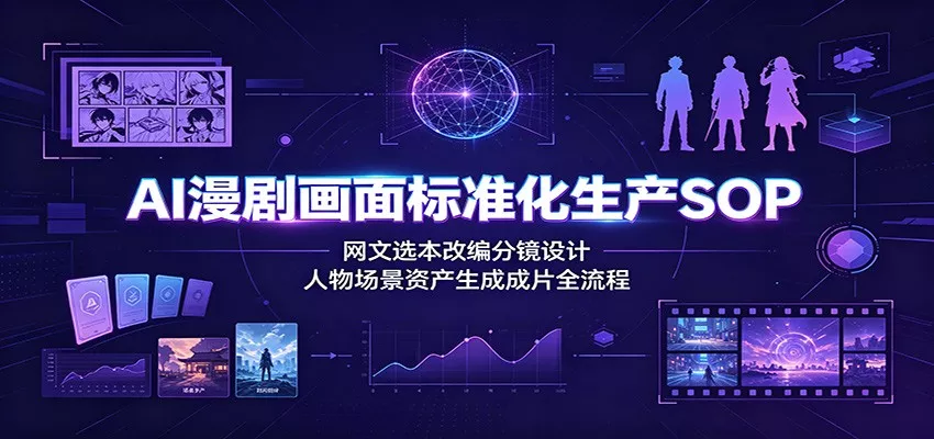 AI漫剧画面标准化生产SOP：网文选本改编分镜设计，人物场景资产生成成片全流程-33资源网