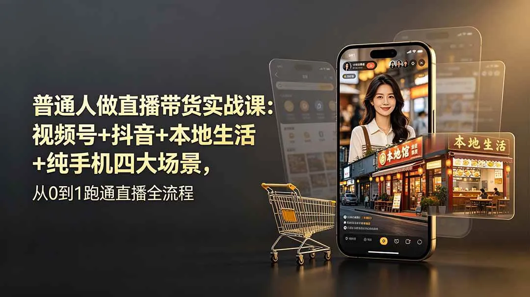 (19111期)普通人做直播带货实战课:视频号+抖音+本地生活+纯手机四大场景,从0到1跑通直播全流程 (19111期)普通人做直播带货实战课:视频号+抖音+本地生活+纯手机四大场景,从0到1跑通直播全流程
