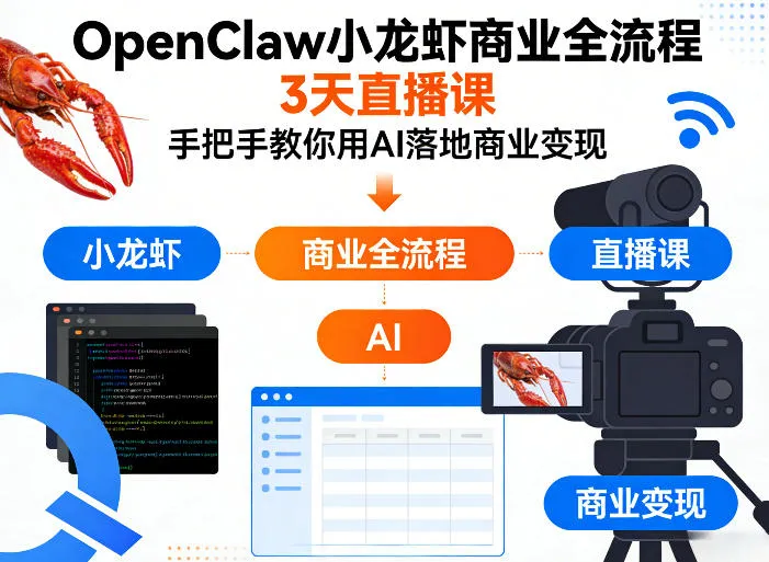 OpenClaw小龙虾商业全流程3天直播课，手把手教你用AI落地商业变现-33资源网