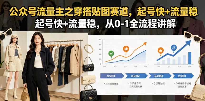 公众号流量主之穿搭贴图赛道，起号快+流量稳，从0-1全流程讲解-33资源网