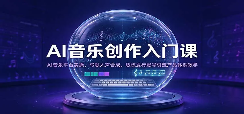 AI音乐创作入门课:AI音乐平台实操,写歌人声合成,版权发行账号引流产品体系教学-33资源网