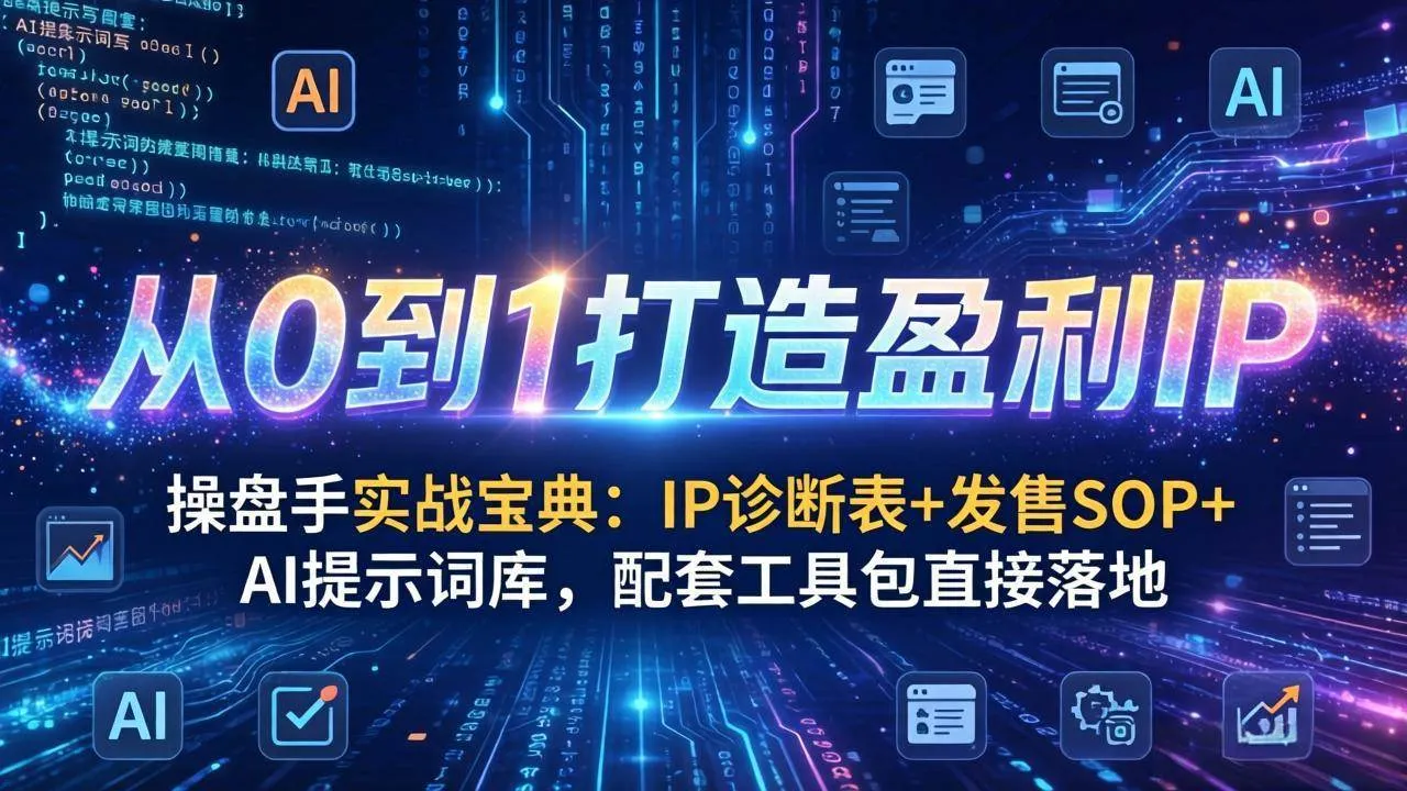 （17593期）操盘手实战宝典：IP诊断表+发售SOP+AI提示词库，配套工具包直接落地，从0到1打造盈利IP-33资源网
