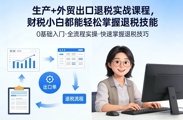生产+外贸出口退税实战课程，财税小白都能轻松掌握退税技能-33资源网