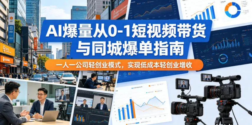 AI爆量从0-1短视频带货与同城爆单指南，一人一公司轻创业模式，实现低成本轻创业增收-33资源网