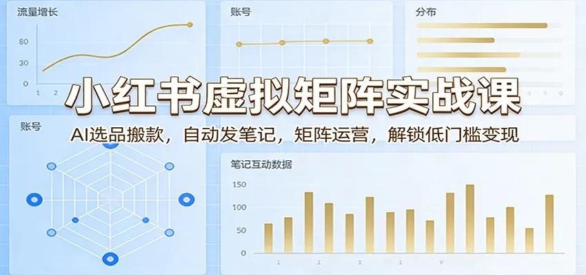 小红书虚拟矩阵实战课：AI选品搬款，自动发笔记，矩阵运营，解锁低门槛变现-33资源网