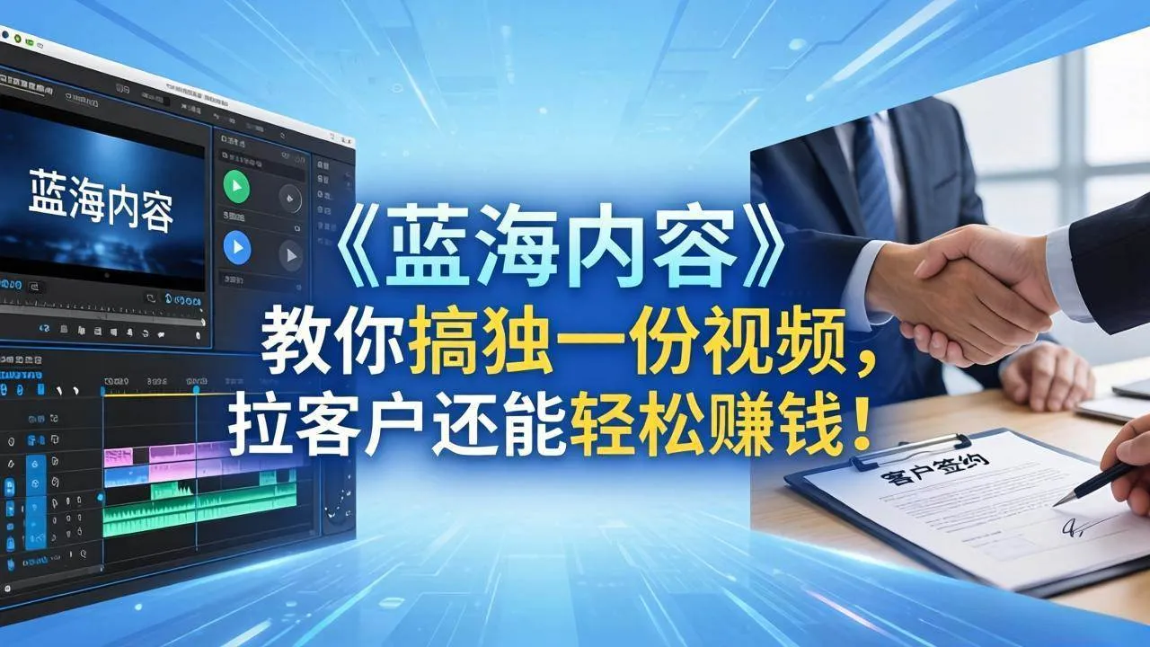 （18301期）做视频卷不动了？《蓝海内容》教你搞独一份视频，拉客户还能轻松赚钱！-33资源网