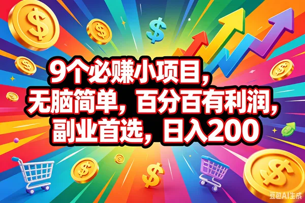 （18623期）9个必赚钱的小项目，百分百会赚米，无脑简单，副业首选，日入200+-33资源网