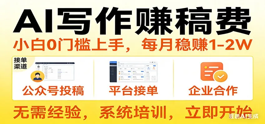 用AI写作赚稿费，提供接单渠道，每月稳赚1-2W，小白0门槛上手！-33资源网