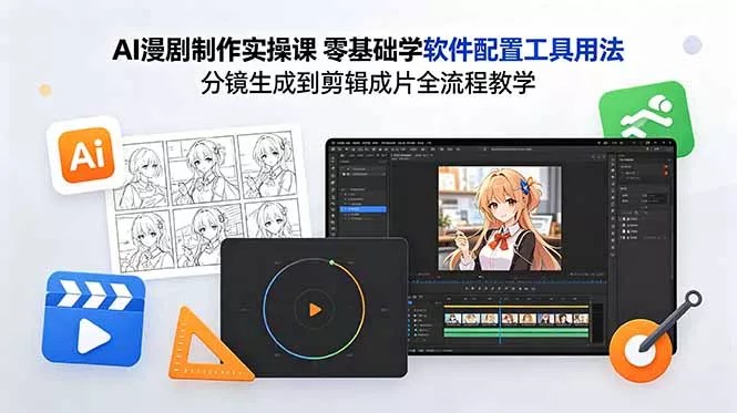 AI漫剧制作实操课 零基础学软件配置工具用法 分镜生成到剪辑成片全流程教学-33资源网