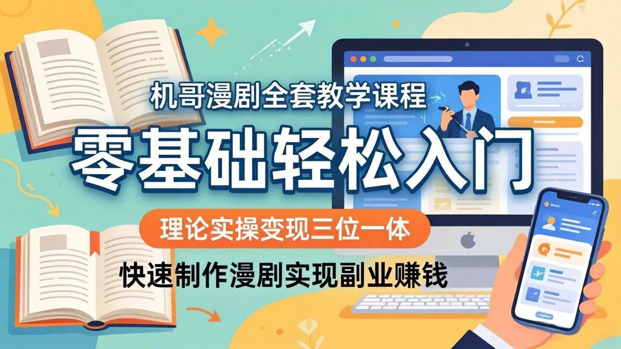 （18168期）机哥漫剧全套教学课程，理论实操变现三位一体，零基础轻松入门，快速制作漫剧实现副业赚钱-33资源网