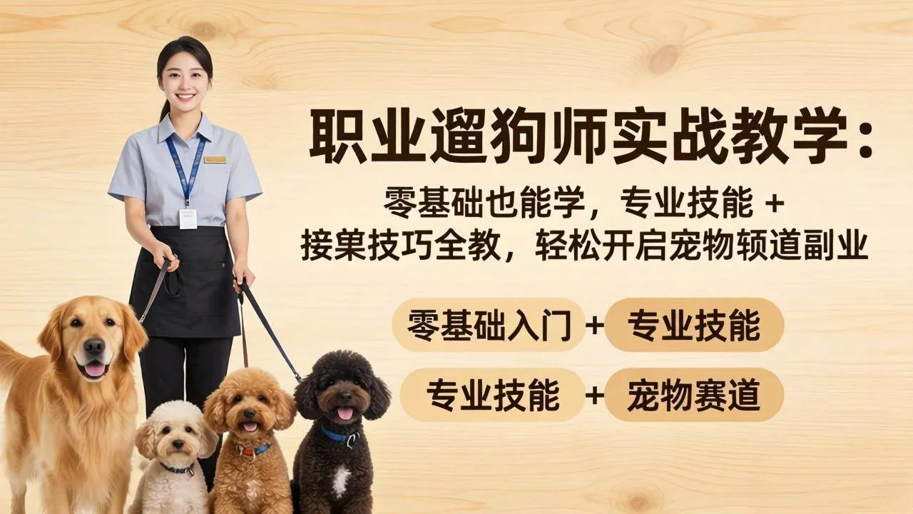 （18115期）职业遛狗师实战教学：零基础也能学，专业技能 + 接单技巧全教，轻松开启宠物赛道副业-33资源网