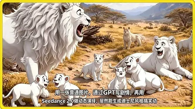 （18137期）用一张普通图片，通过GPT写剧情，再用Seedance 2.0做动态演绎，居然能生成迪士尼风格搞笑动画-33资源网