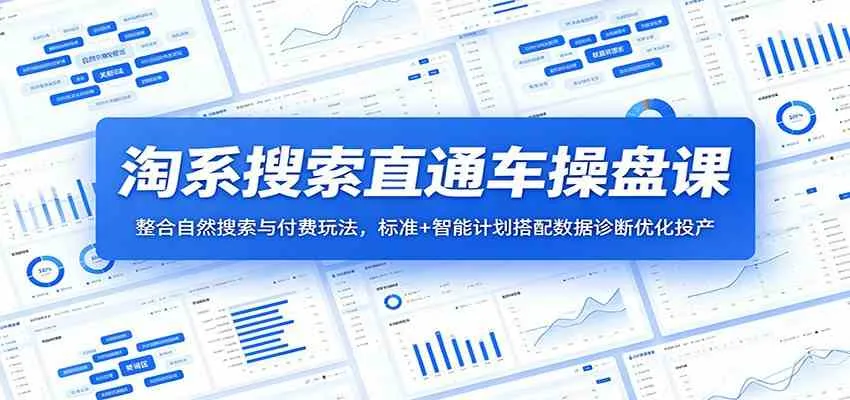 淘系搜索直通车操盘课：整合自然搜索与付费玩法，标准+智能计划搭配数据诊断优化投产-33资源网