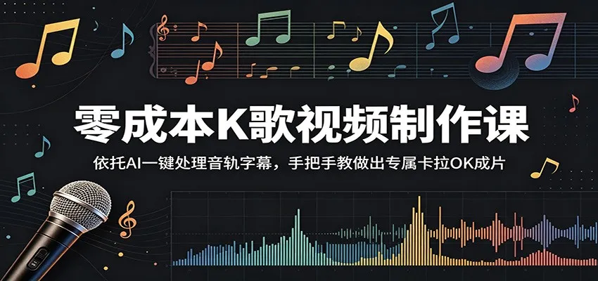 零成本K歌视频制作课：依托AI一键处理音轨字幕，手把手教做出专属卡拉OK成片-33资源网