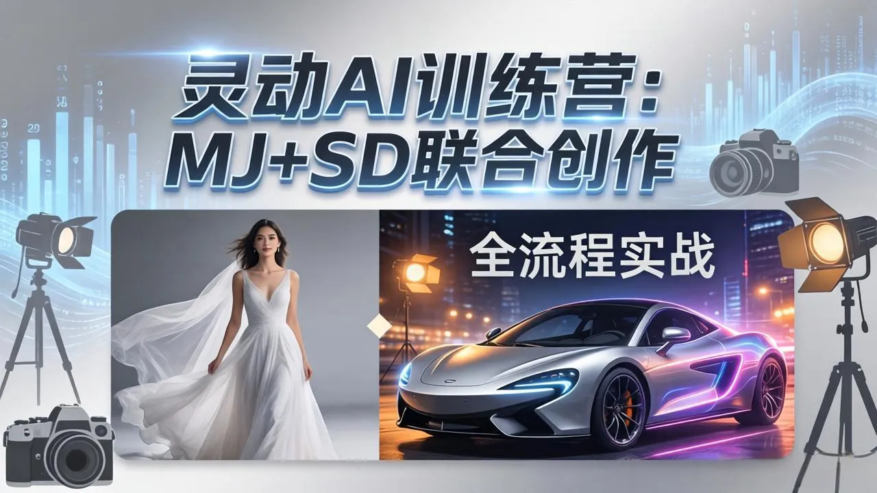 灵动AI训练营-3.0课程：MJ+SD联合创作，从婚纱大片到汽车广告，摄影后期全流程实战-33资源网