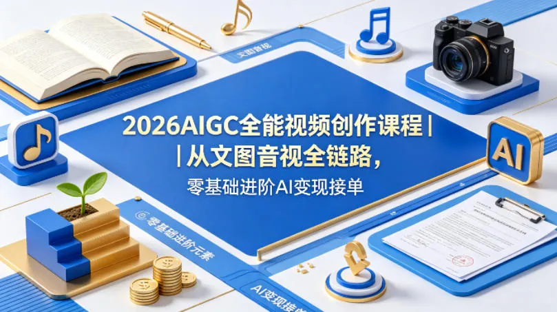 2026AIGC全能视频创作课程｜从文图音视全链路，零基础进阶AI变现接单-33资源网