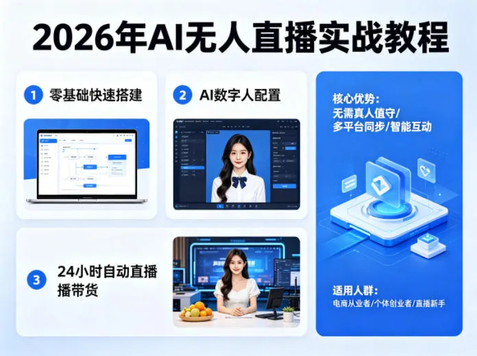 2026年AI无人直播实战教程，零基础也能快速搭建AI数字人无人直播间，实现24小时自动直播带货-33资源网