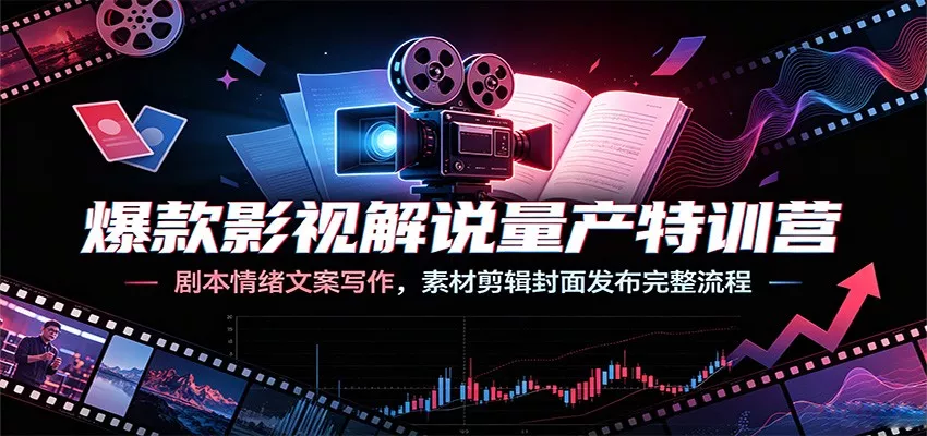 爆款影视解说量产特训营：剧本情绪文案写作，素材剪辑封面发布完整流程-33资源网