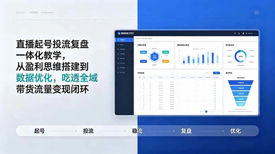 (19241期)直播起号投流复盘一体化教学,从盈利思维搭建到数据优化,吃透全域带货流量变现闭环-33资源网