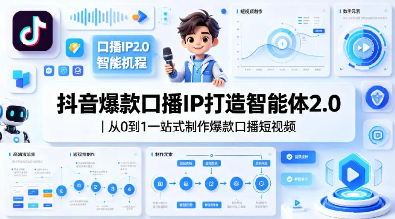 抖音爆款口播IP打造智能体2.0｜从0到1一站式制作爆款口播短视频-33资源网