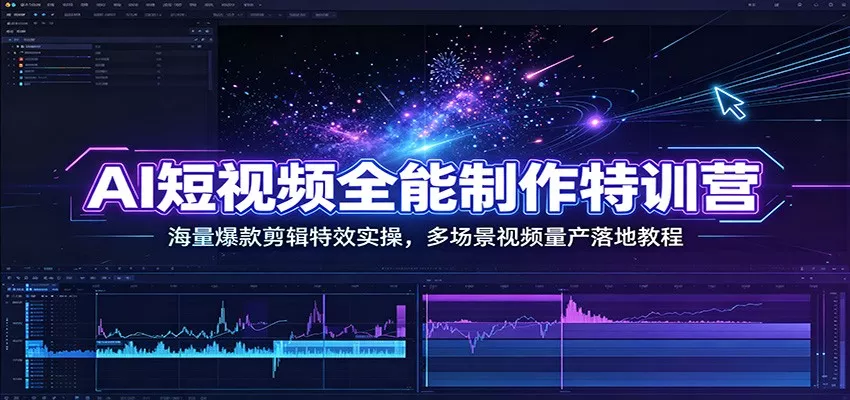 AI短视频全能制作特训营：海量爆款剪辑特效实操，多场景视频量产落地教程-33资源网