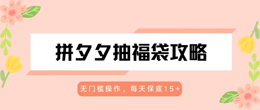 拼夕夕抽福袋攻略，无门槛操作，每天保底15+-33资源网