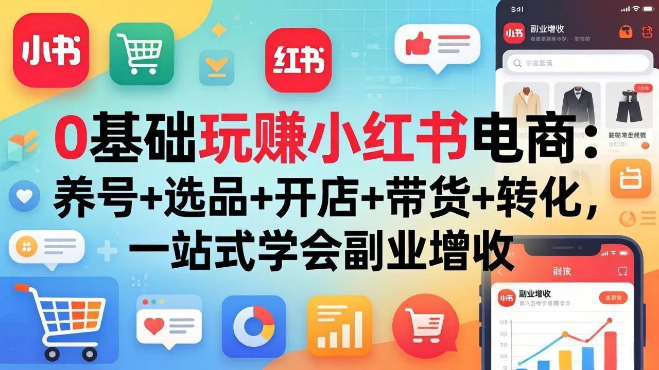 （17949期）0基础玩赚小红书电商：养号+选品+开店+带货+转化，一站式学会副业增收-33资源网