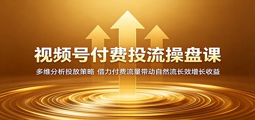 视频号付费投流操盘课：多维分析投放策略，借力付费流量带动自然流长效增长收益-33资源网