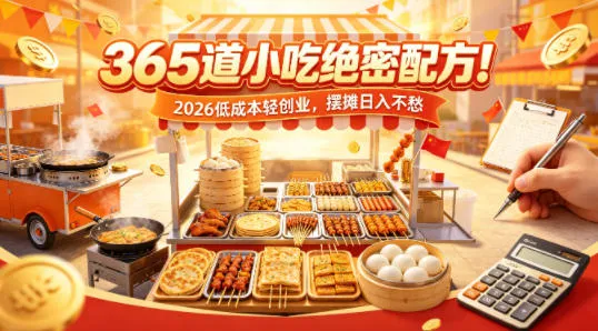 365道小吃绝密配方！2026低成本轻创业，摆摊日入不愁-33资源网