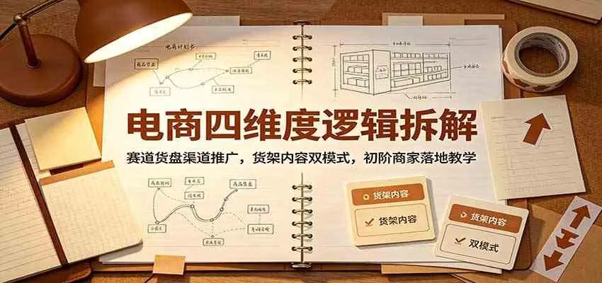电商四维度逻辑拆解:赛道货盘渠道推广,货架内容双模式,初阶商家落地教学-33资源网