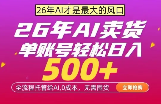 AI全自动卖货，0成本出单，单账号轻松日入500+，24小时出收益，无需囤货【揭秘】-33资源网
