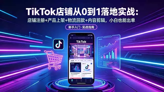 TikTok店铺从0到1落地实战:店铺注册+产品上架+物流回款+内容剪辑,小白也能出单-33资源网