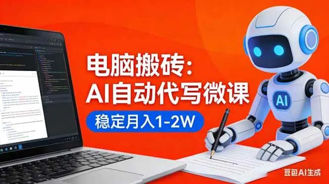 （17582期）电脑搬砖：AI自动代写微课，稳定月入1-2W，提供接单渠道，0门槛小白可做！-33资源网