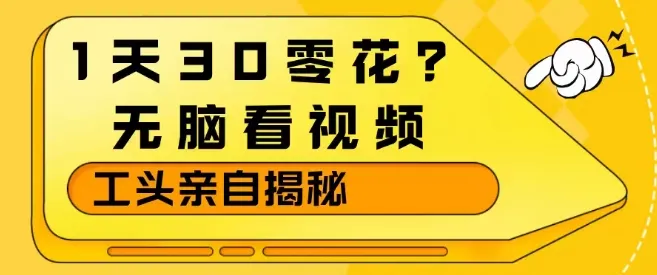 1天30零花？无脑看视频，大佬亲自揭秘-33资源网