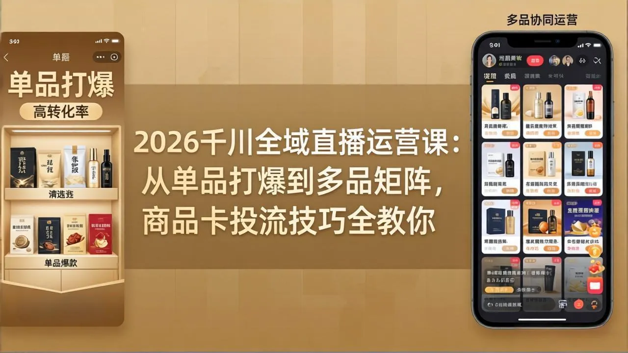 2026千川全域直播运营课：从单品打爆到多品矩阵，商品卡投流技巧全教你-33资源网