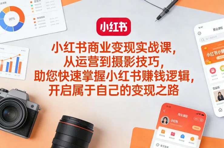 小红书商业变现实战课，从运营到摄影技巧，助您快速掌握小红书賺钱逻辑，开启属于自己的变现之路-33资源网