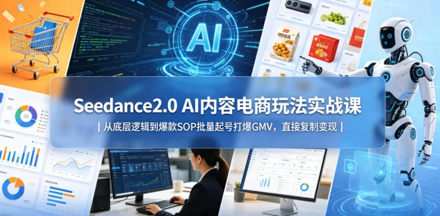 Seedance2.0 AI内容电商玩法实战课｜从底层逻辑到爆款SOP批量起号打爆GMV，直接复制变现-33资源网