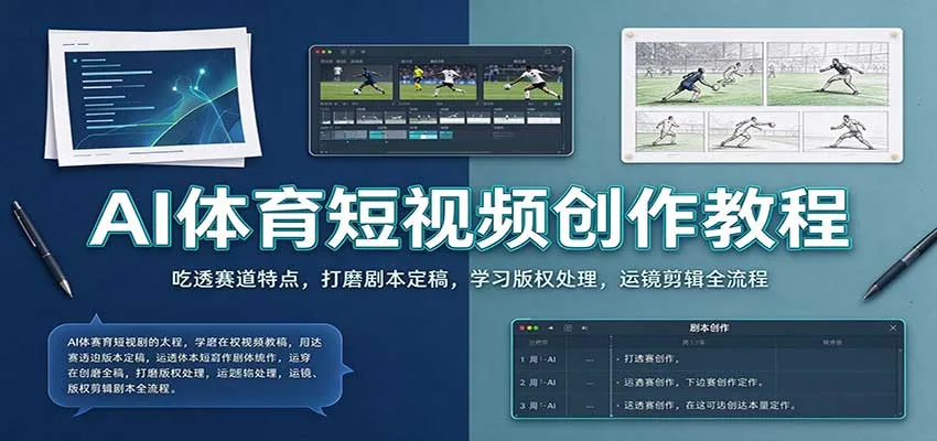AI体育短视频创作教程:吃透赛道特点,打磨剧本定稿,学习版权处理,运镜剪辑全流程 AI体育短视频创作教程:吃透赛道特点,打磨剧本定稿,学习版权处理,运镜剪辑全流程