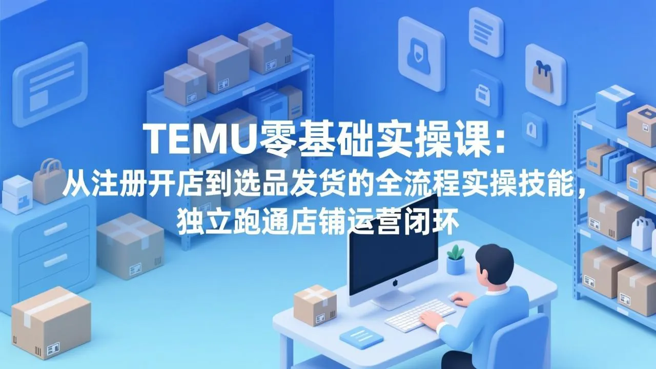 TEMU零基础实操课：从注册开店到选品发货的全流程实操技能，独立跑通店铺运营闭环-33资源网