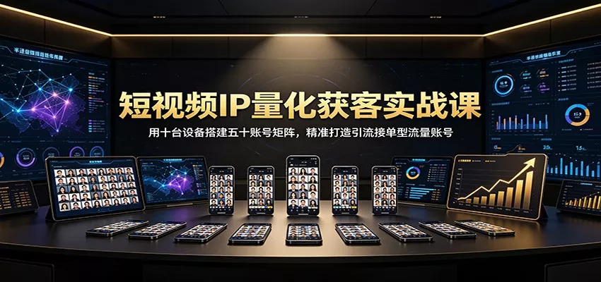 短视频IP量化获客实战课:用十台设备搭建五十账号矩阵,精准打造引流接单型流量账号-33资源网