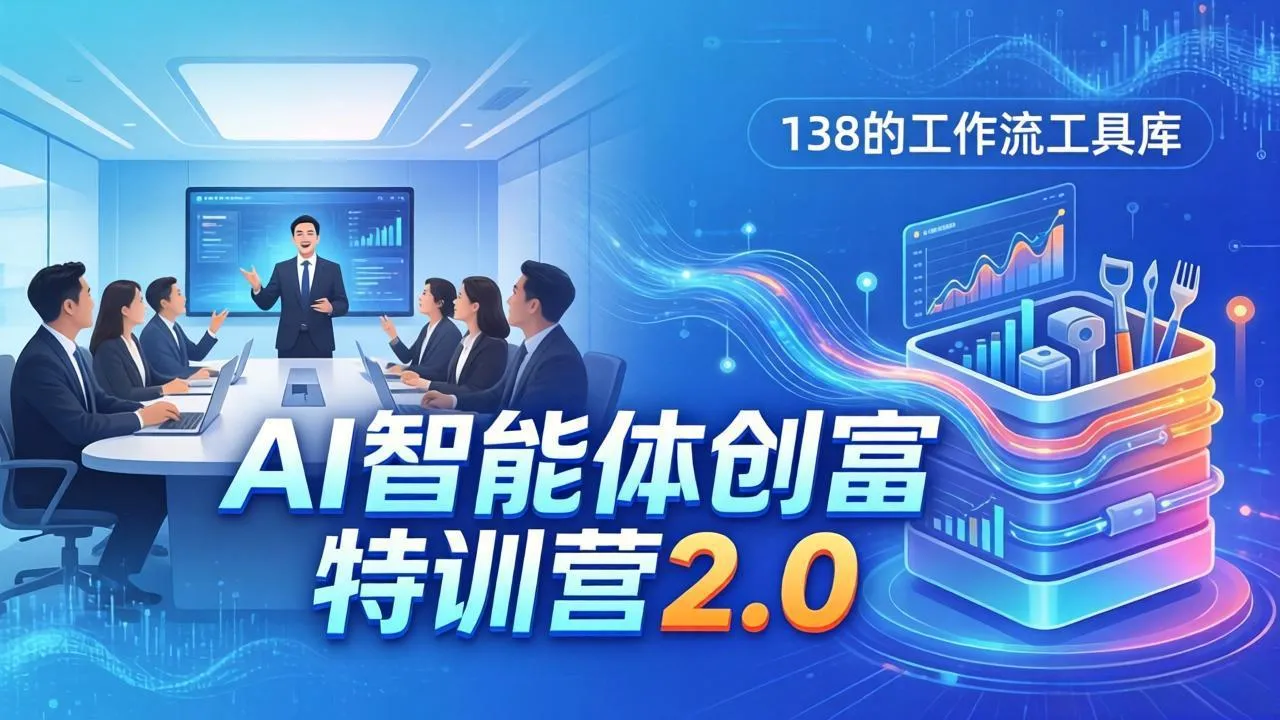 AI智能体创富训练营2.0：3天闭门直播+视频课+工具库，从0到1搭建智能体附138个工作流-33资源网