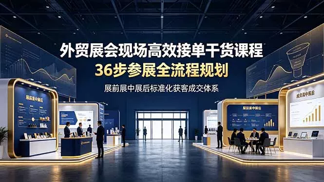 外贸展会现场高效接单干货课程,36步参展全流程规划,展前展中展后标准化获客成交体系-33资源网