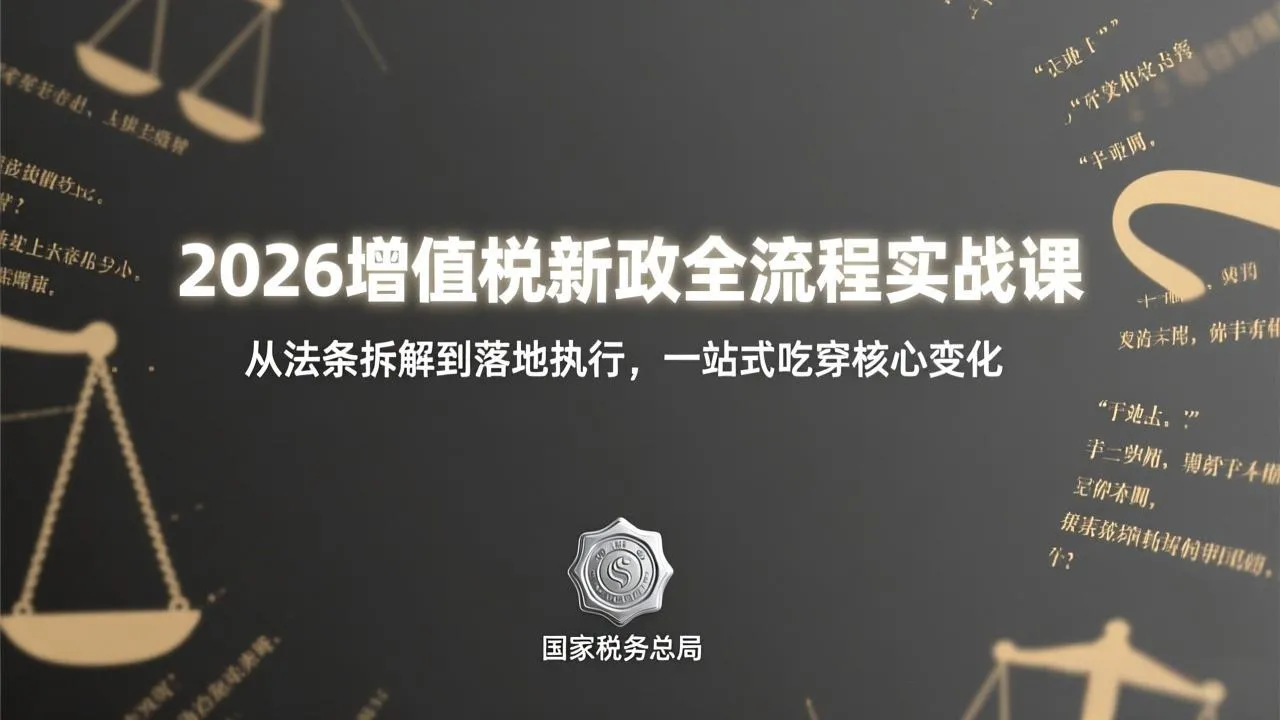 2026增值税新政全流程实战课：从法条拆解到落地执行，一站式吃透核心变化-33资源网