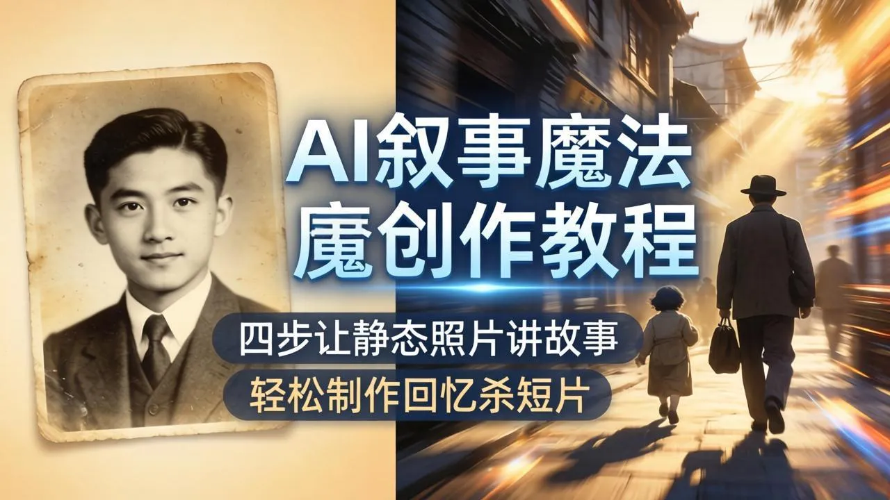 AI叙事魔法创作教程，四步让静态照片讲故事，老照片修复加动态特效，轻松制作回忆杀短片-33资源网