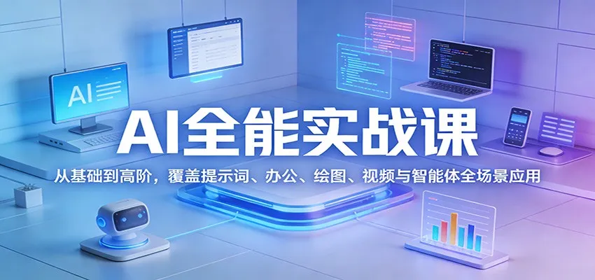 AI全能实战课：从基础到高阶，覆盖提示词、办公、绘图、视频与智能体全场景应用-33资源网